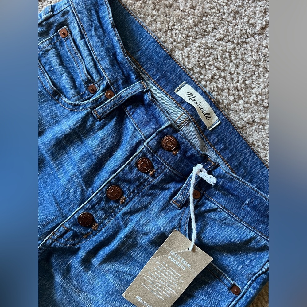 NWT Madewell Cali Demi Boot Distressed Jeans Sz 28 Raw Hem Button Fly New - Picture 5 of 15